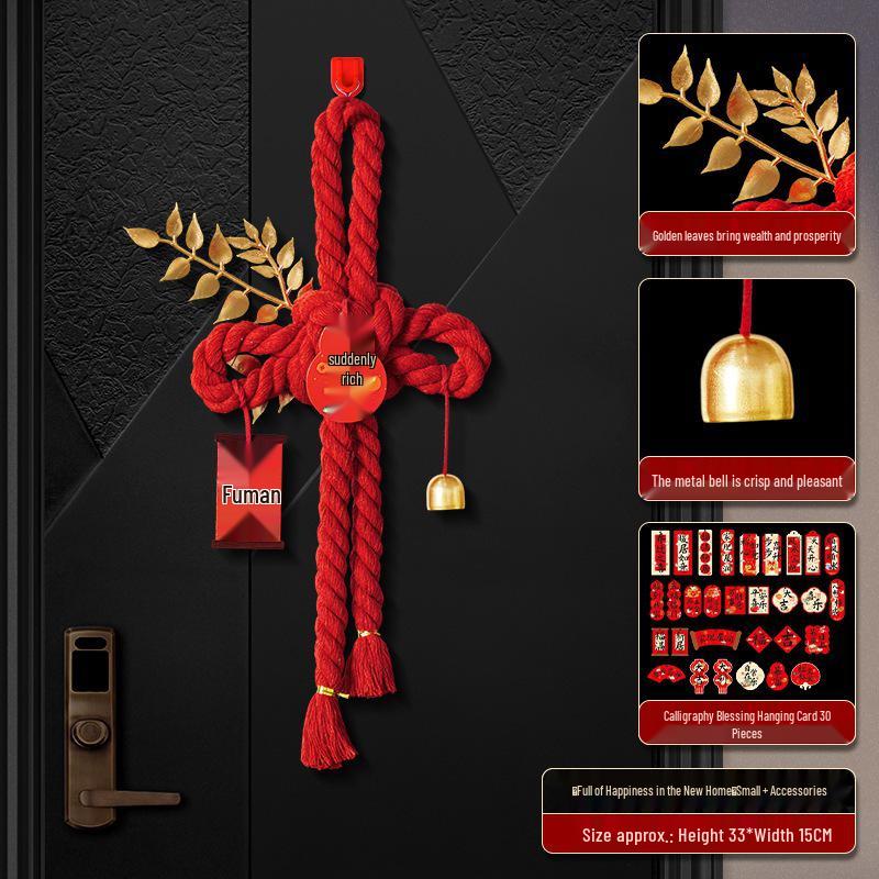 Housewarming Decor: Fu Character Door Handle Pendant Knot for New Home Ceremony