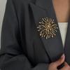 Silver Sun Goddess Brooch Gold Color Coral Brooch Exquisite Metal Geometric Pin  Women