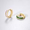 ANDYWEN 925 Sterling Silver Gold Single Zircon Pave Huggies Enamel Purple Green Circle Women  Wedding Gift Jewels