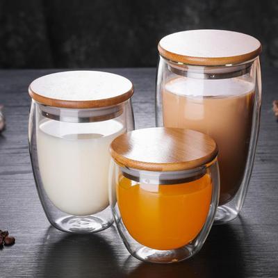 Household Borosilicate Glass Coffee Cup, Water Cup, Juice Cup, Milk Cup, Double-Layer Transparent Glass Egg-Shaped Cup