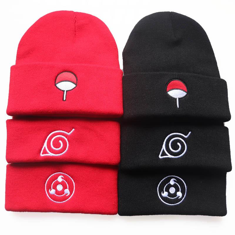 Autumn and Winter Naruto Cloud Pattern Knitted Hat, Naruto and Sasuke Akatsuki Cloud Wool Hat, Anime Warm Hat for Men and Women