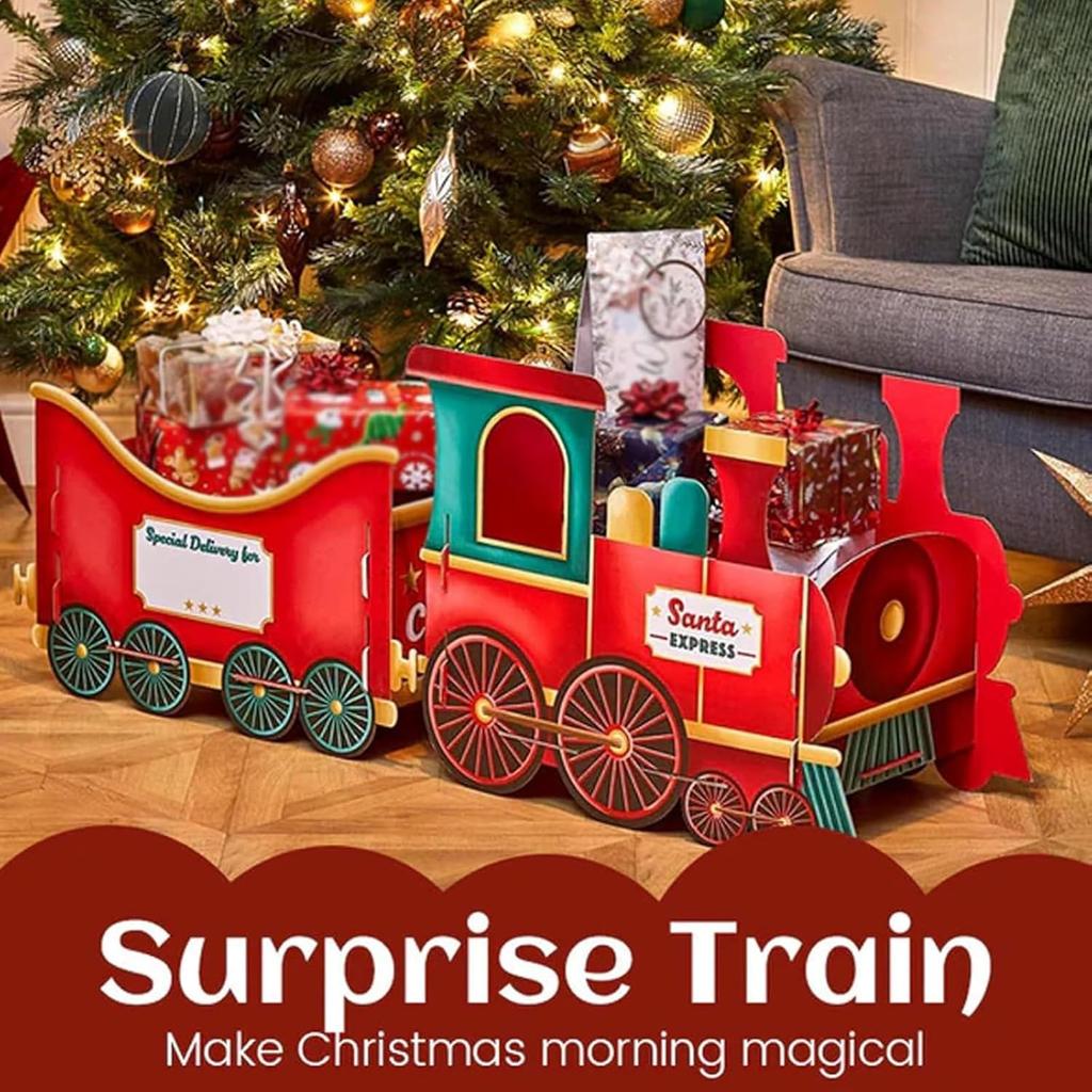 Creative Christmas Train Design Candy SantaTrain Present Box Paper Festive Gift Boxes Decorative Gift Boxes for Kids Birthday Party Gift Xmas Decor