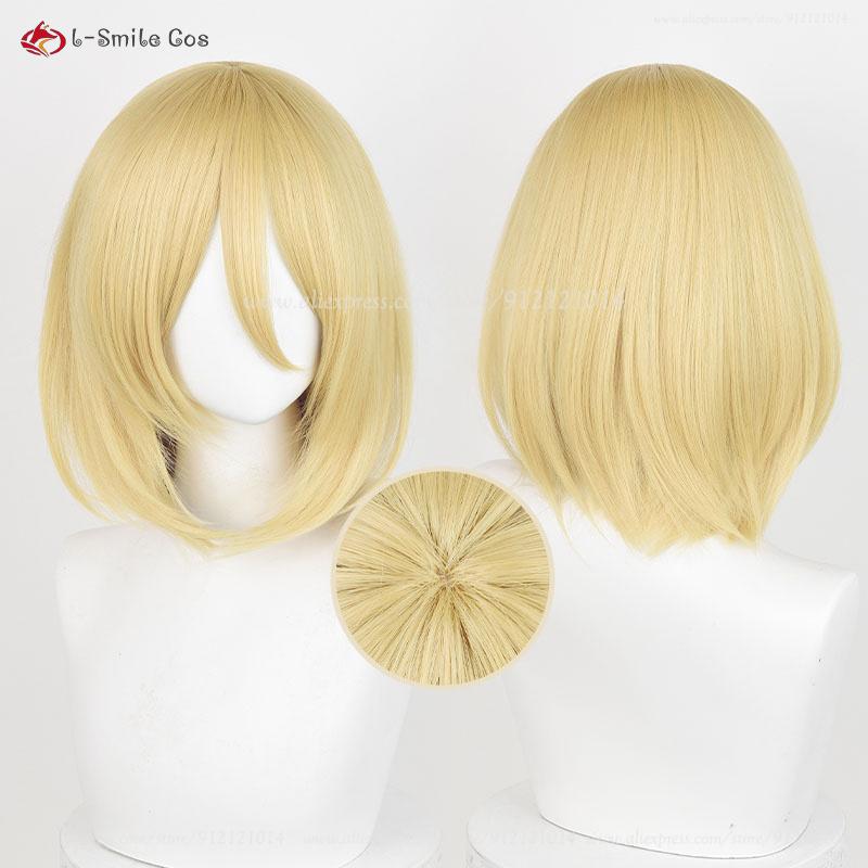 Anime Annie Leonhart Cosplay Pruik 36cm Gouden Vrouwelijke Titaan Annie Leonhart Anime Pruik Hittebestendig Synthetisch Haar One Size beige