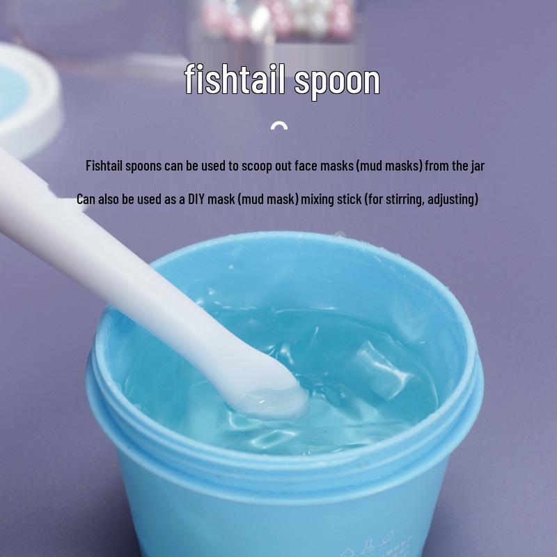 Dual-Headed Silicone Mask Brush & Spoon - Fishtail Design for Facial Application