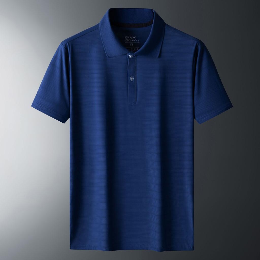 Summer Collar Ice Silk Short Sleeved Polo Shirt Solid Color T-shirt Short Sleeved Business Polo Shirt Men's Casual Top
