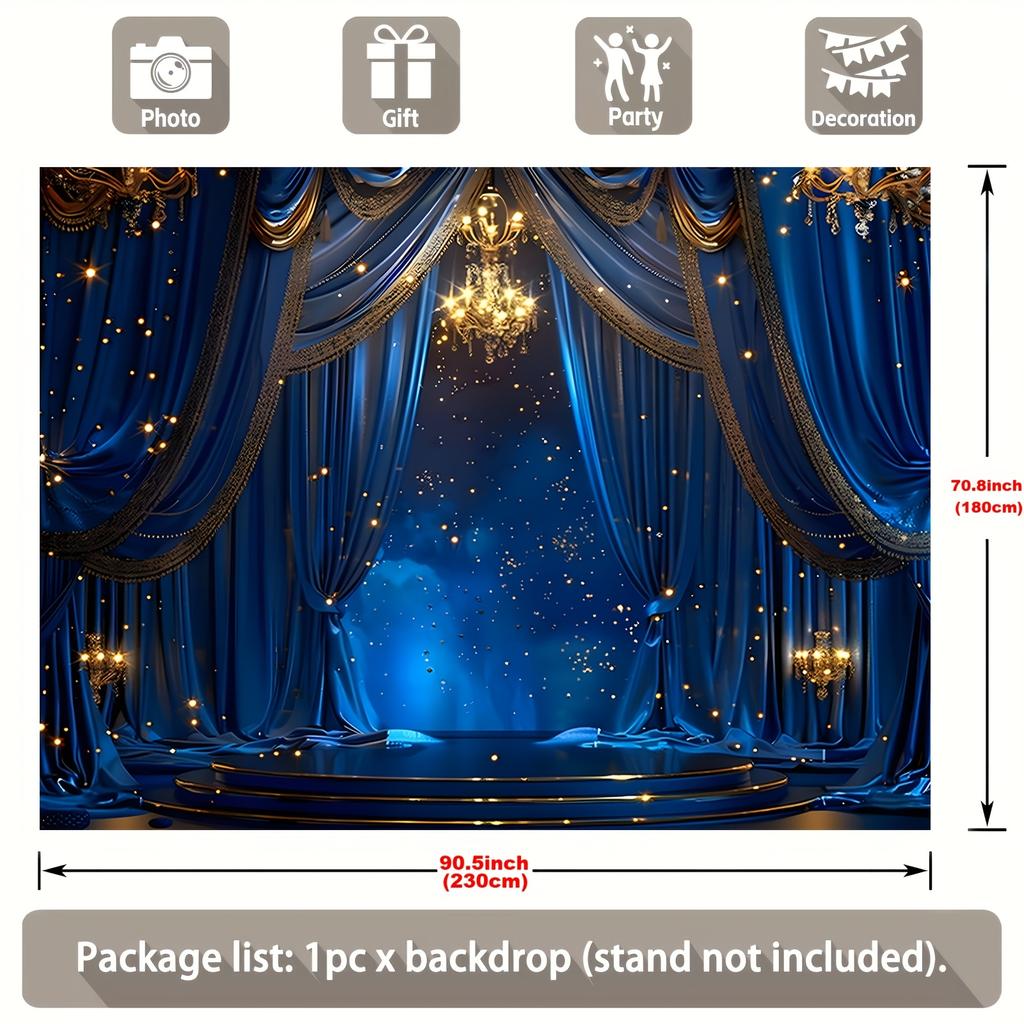 A Blue and Gold Stage Screen Background for Photo Booths, Living Rooms, Festivals, General Holidays