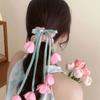 Elegant Floral Tulle Scrunchie With Fringe Detailing Headbands Rope Hair Band For Everyday Styling