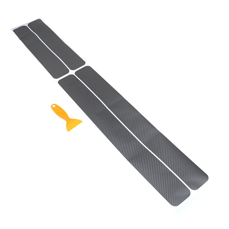4Pcs Gray Color Car Door Sill Scuff Welcome Pedal Protect Carbon Fiber Sticker