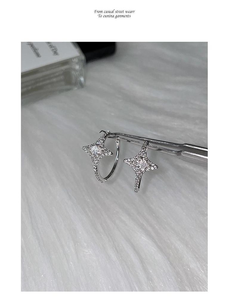 Stylish Zircon Inlaid Starburst Ear Cuffs - Fashionable, Simple, and Elegant Jewelry Design