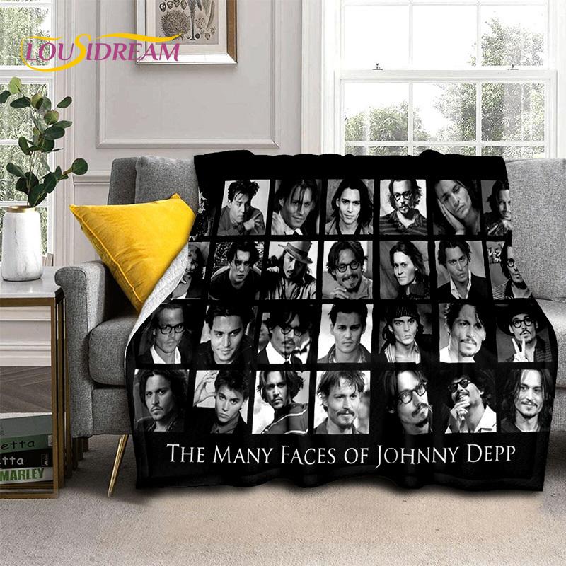 3D-Druck-Serie Johnny Depp Decke, Weiche Überwurfdecke für Zuhause Schlafzimmer Bett Sofa Picknick Reise Büro Ruheabdeckung Decke Kinder