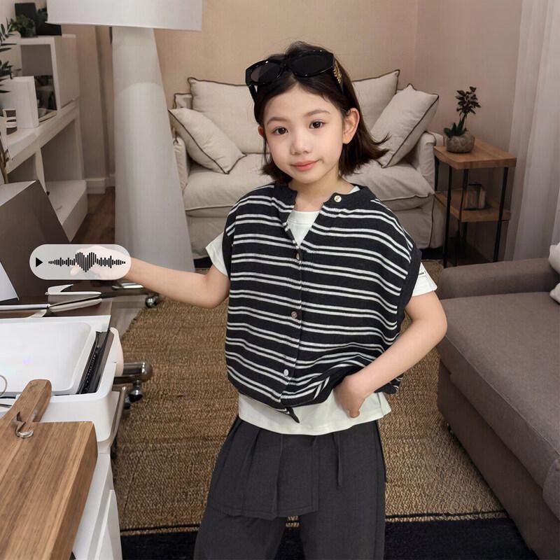 SEVEN BOBI Girls Striped Knit Vest 110 cm