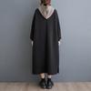 Women's Fashion Spring Fall Solid Color Print Long Sleeve Hooded Loose Waistline Casual Dresses