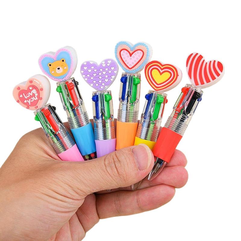 New 5/10/15Pcs Offices/Campuses/Birthdays/Valentine's Day Gifts Casual Style Novel Heart-shaped Retractable Ballpoint Pen Set