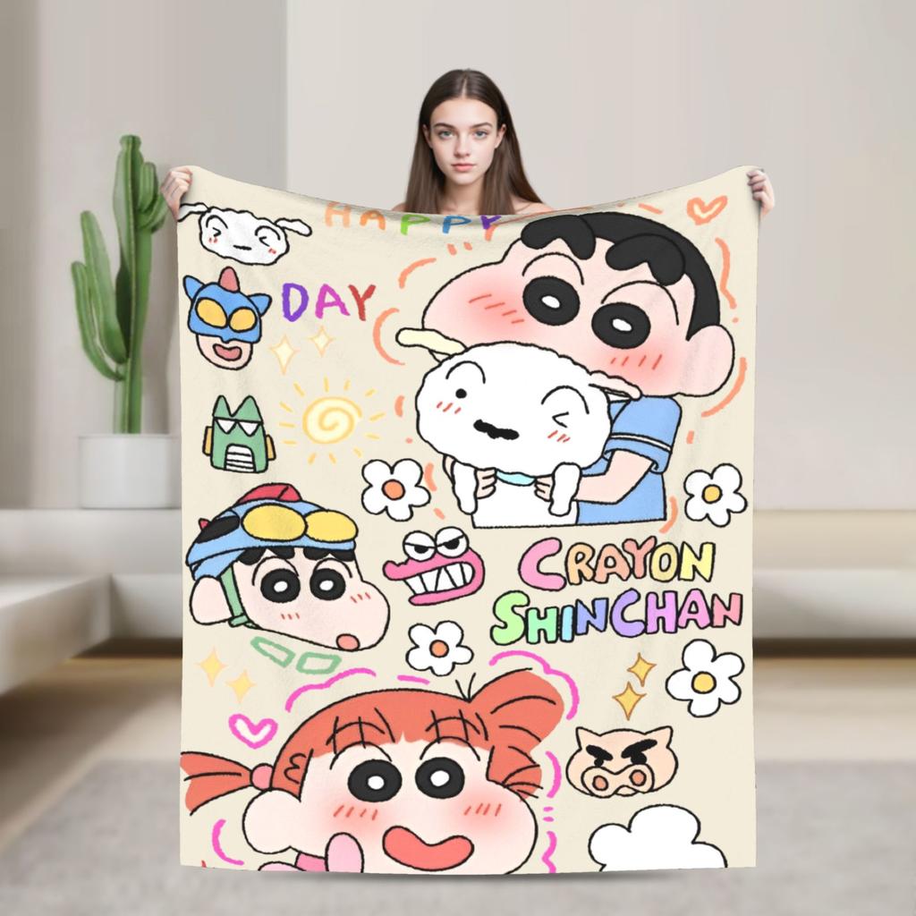 Crayon Shin chan Cartoon Decke Flanell Frühling Herbst Multifunktion Super Weich Überwurfdecken für Sofa Auto Bettwäsche Überwürfe