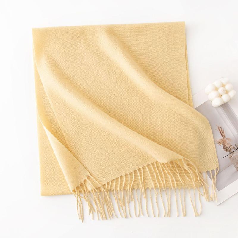 New Solid Color Maillard Imitation Cashmere Scarf for Women Autumn and Winter High End Warm Shawl Simple Scarf