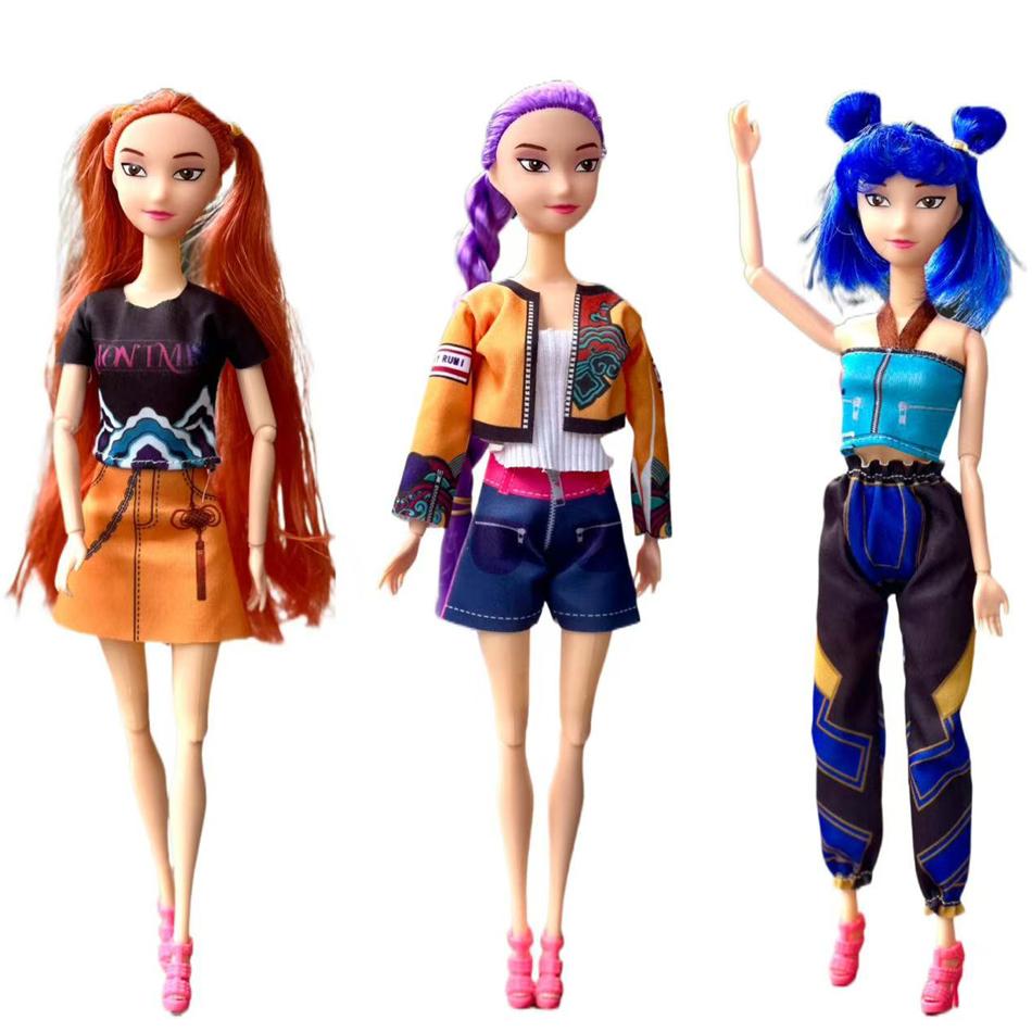 NEW Anime 30CM K-Pop Demon Hunters Doll Vinyl Toy Rumi Mira Zoi Character Vinyl Mask Figurine Birthday Gift Fan Club Gifts