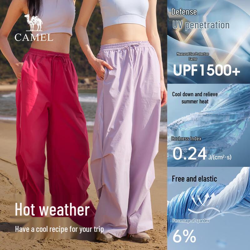 Camel Women's Quick-Dry Wide-Leg Cargo Pants