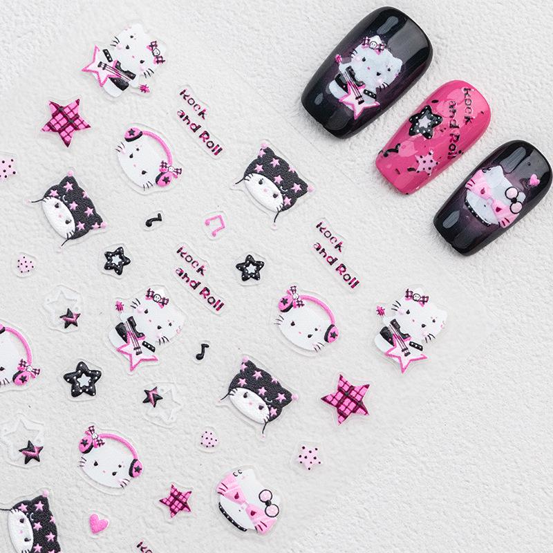 SKY Trend Rock & Hip Hop Music Guitar & Kitty Nail Art Stickers