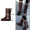 Women Snow Boots Slip-On Faux Fur Winter Shoes Mid-Calf Boots with Wedge Heel