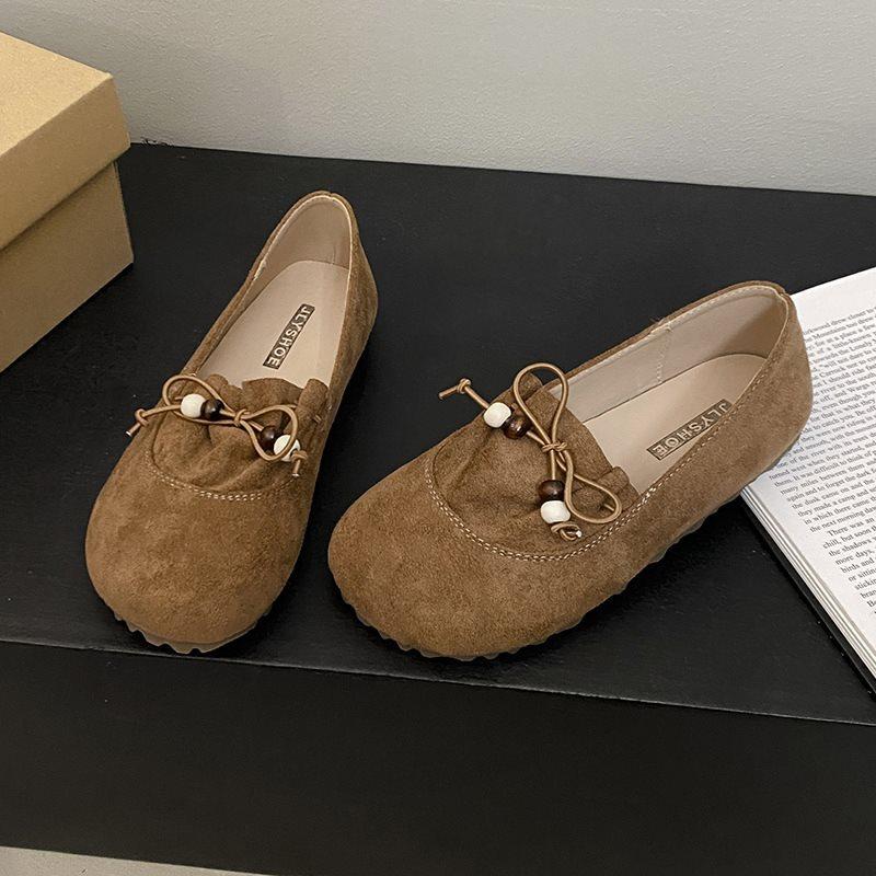 

Versatile Retro Single Shoes Women S Loafers Mori Birkenstock Flat Bottom New Bow Autumn One-Pedal Versatile 35 коричневый