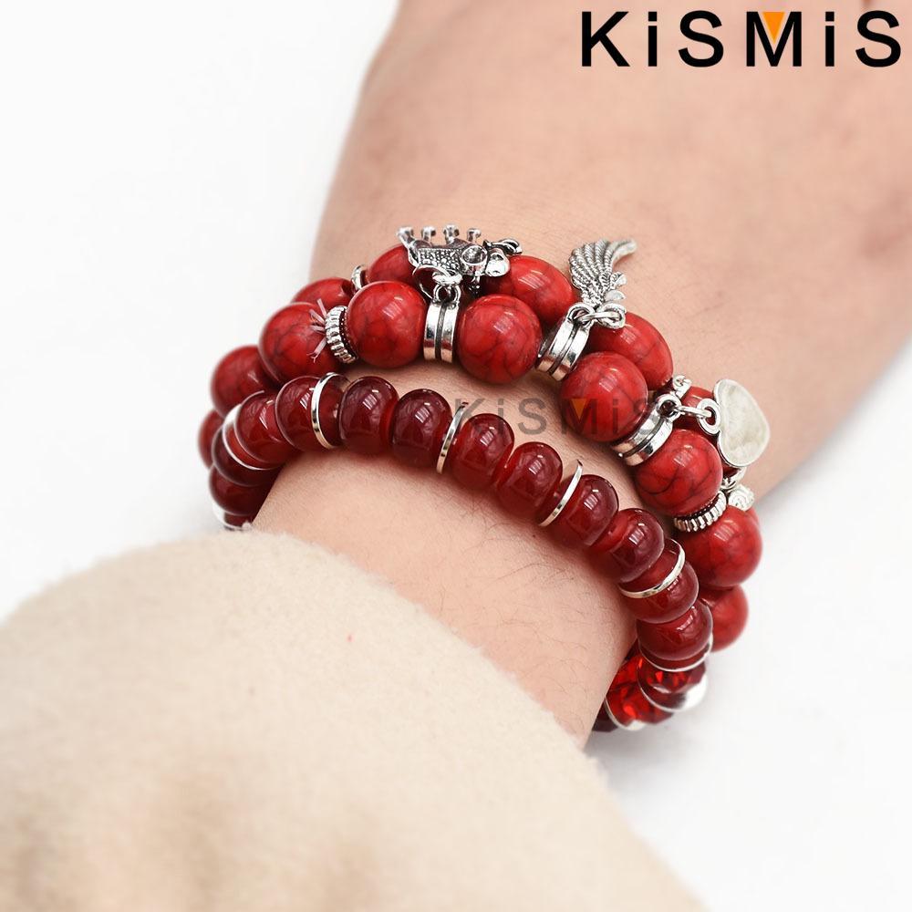 3Pcs Layered Boho Bracelets Set Stackable Stretch Bead Bracelet with Elephant Heart Charm for Women Fashion Jewelry