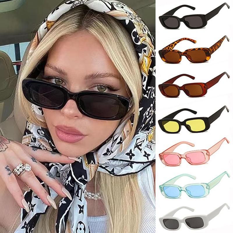 Colorful Unisex Women Fashion Driving Small Rectangle Frame Sun Glases Outdoor Wild UV400 Sunglasses Retro Male Female for Women Men Trend Eyewear