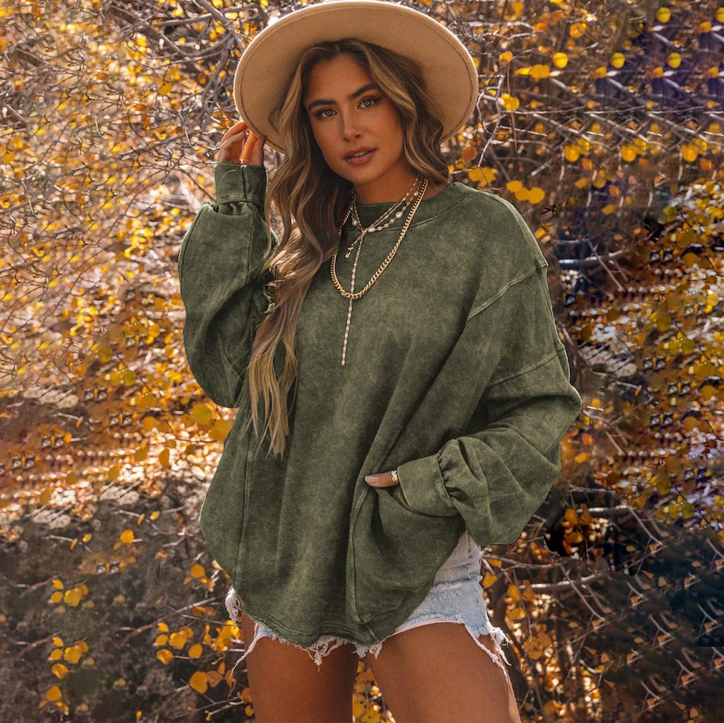Women's Oversized Crewneck Sweatshirts Criss Cross Twist Back Long Sleeve Tops Casual Pullover Backless Sweatshirt