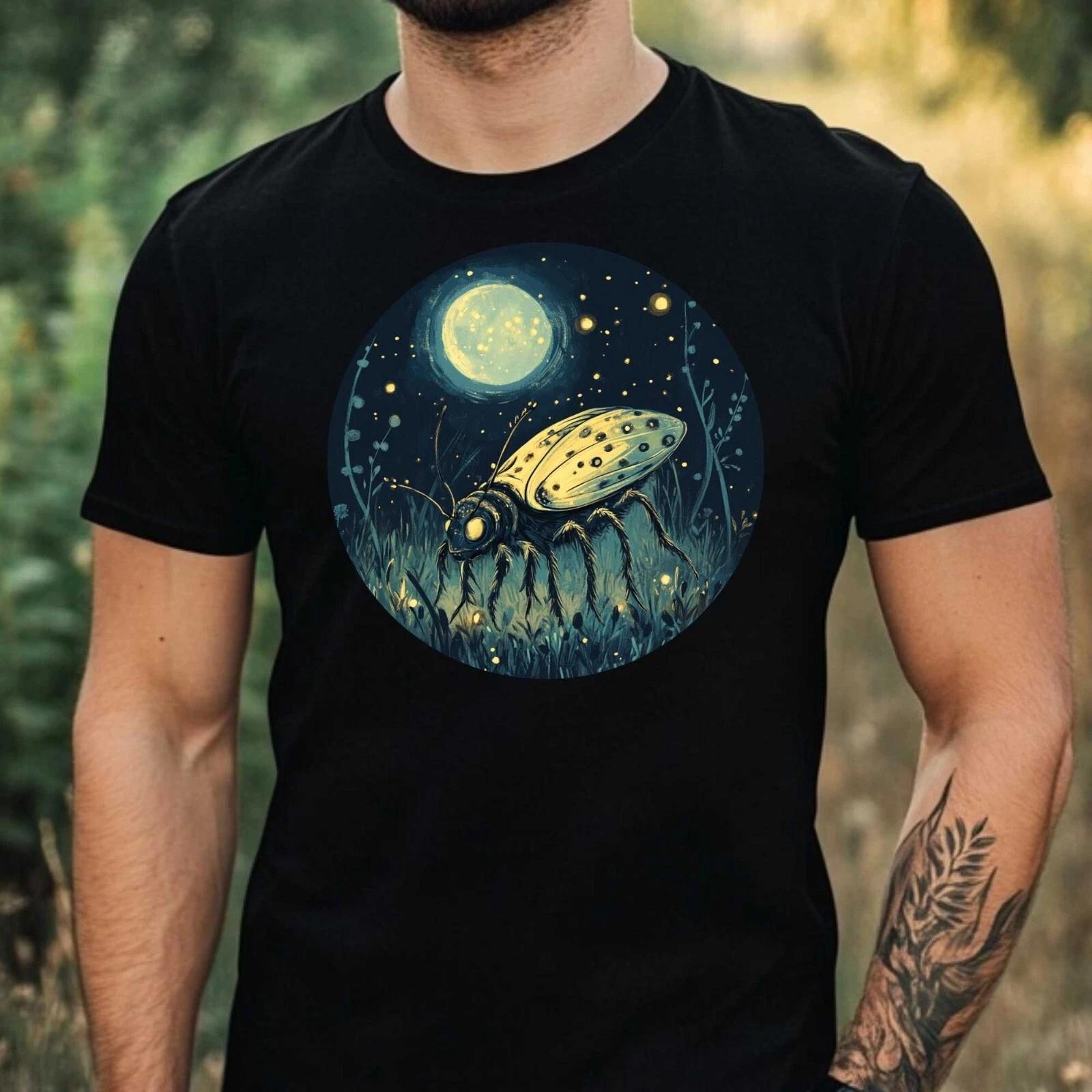 T-Shirt Herren Marienkäfer im Mondlicht Motiv Baumwolle Größe XS bis 5XL M