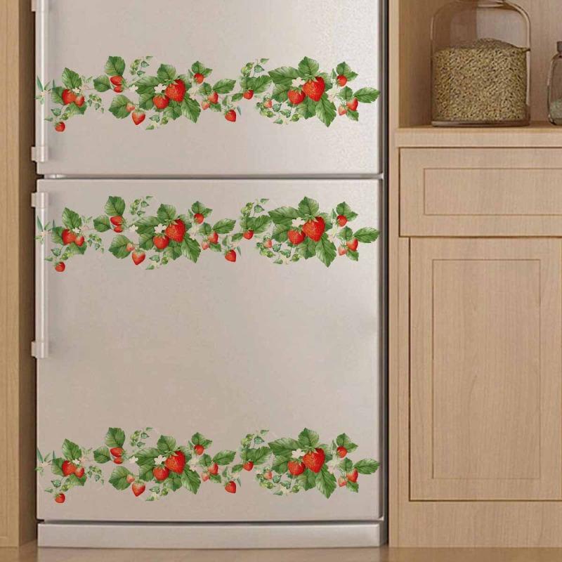 Fresh Strawberry Fower Rattan Wall Stickers Living Room Kitchen Bedroom Self-adhesive Wall stickers Background Decoration