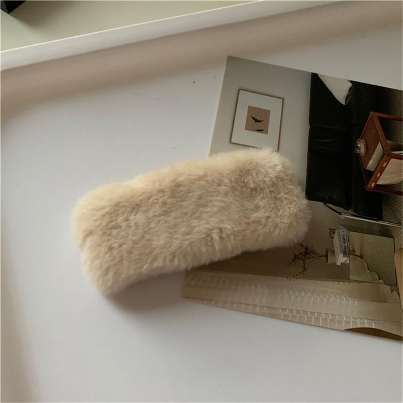 1/3/5Pcs Autumn Winter Hair Clips For Girl Woman Waterdrop Square Barrettes Solid Color Faux Fur BB Hairpins Soft Hair Accessory