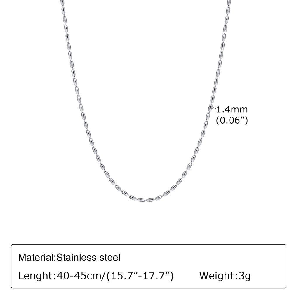 18K Gold Plated Two Tone Oval Beaded Chain Necklace for Women, Stainless Steel Clavicle Choker Necklace, Fashion Jewelry Gift