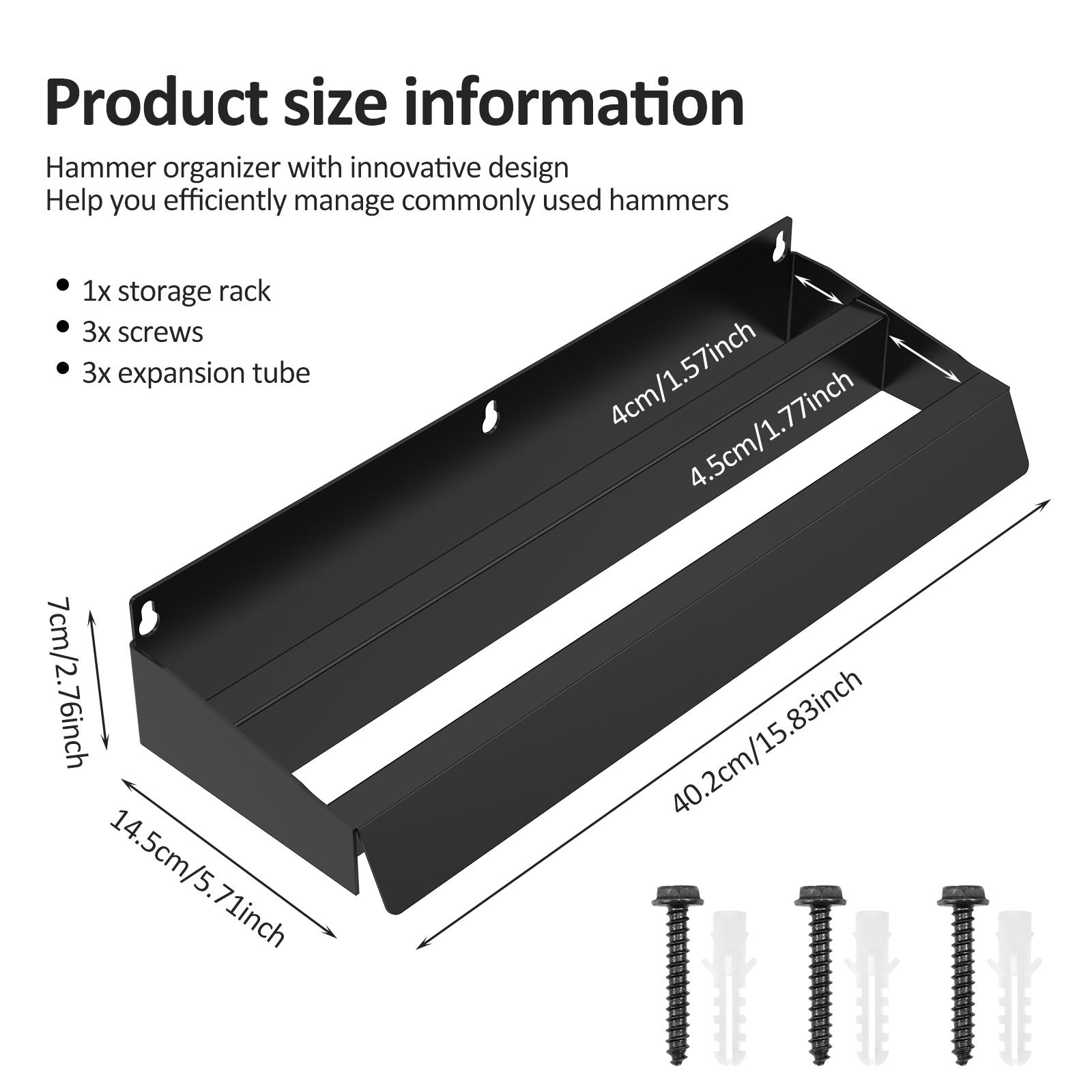 

Сверхпрочная стальная стойка для молотков, настенный кронштейн-органайзер для гаража, для мастерской, сарая, место для хранения инструментов, эффективное хранение чёрный