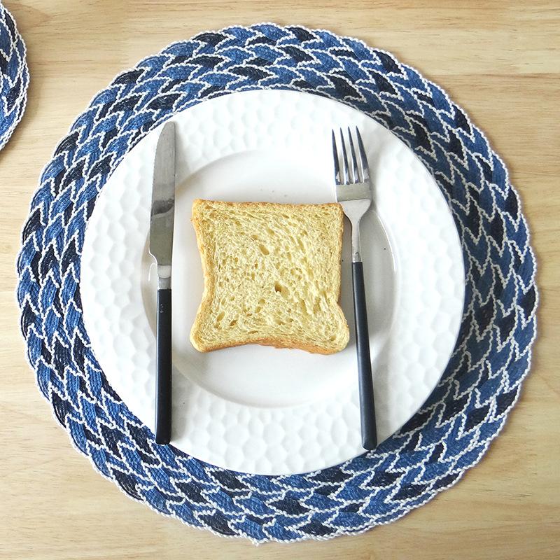 Placemat Fancy pp material Placemat, tray mat, coaster, home insulation mat Western food mat (Blue,18cm) синий