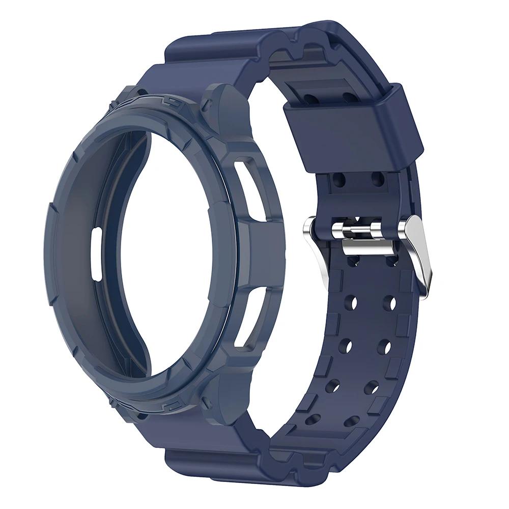 

Case+Strap for Samsung Galaxy Watch 6 Classic 43mm 47mm Band Protective Cover Silicone Bracelet For 6 Classic Modification kit Watch 6 Classic 43mm синій