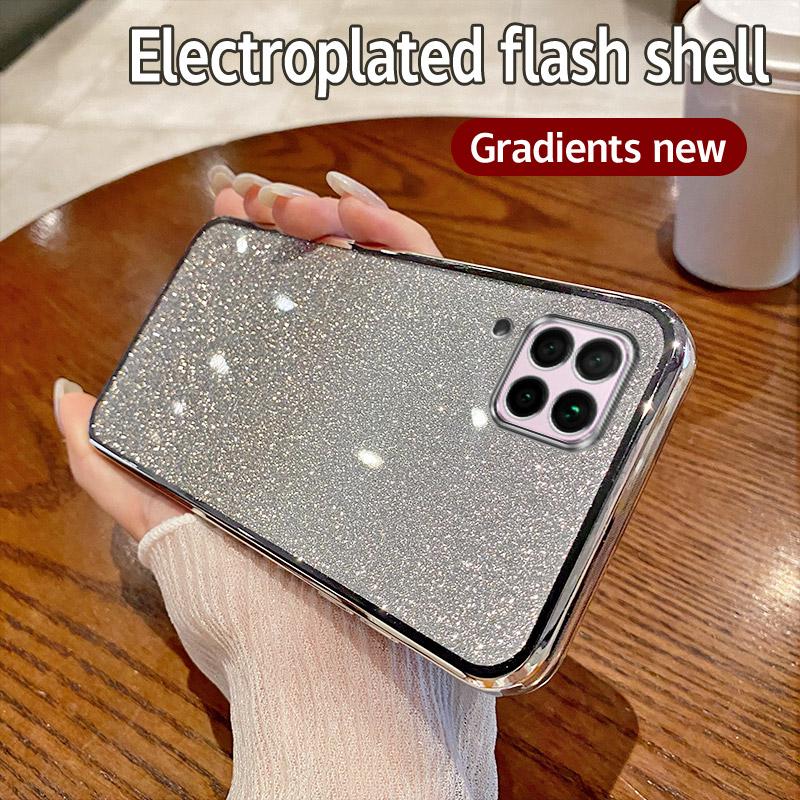 For Huawei Nova 7i Case Huawei P40 Lite 4G Nova 6 SE Phone Case Shiny Glitter Plating Silicone Camera Lens Soft Back Cover