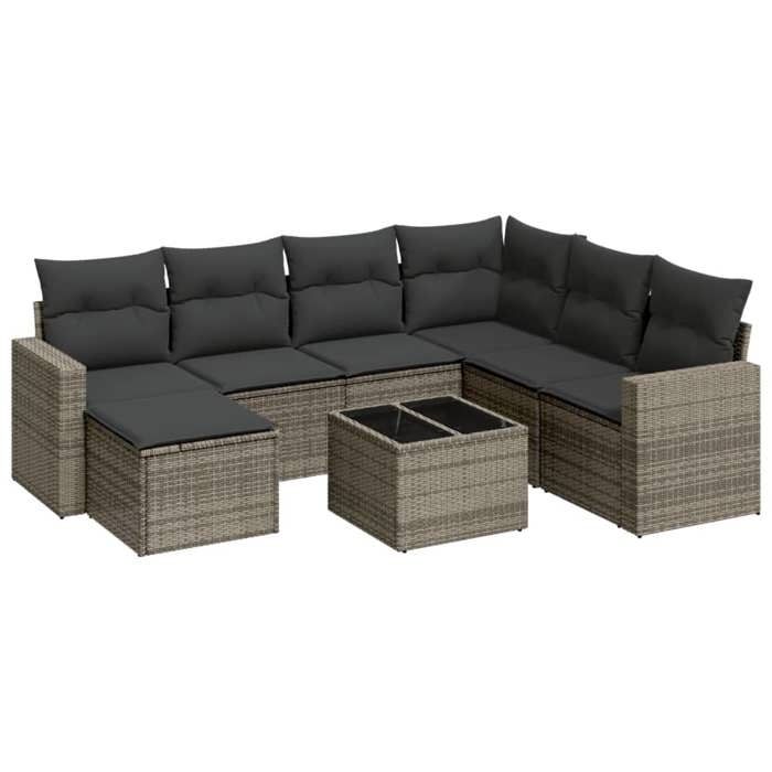 VidaXL Salon de jardin 8 pcs avec coussins gris résine tressée 3219300