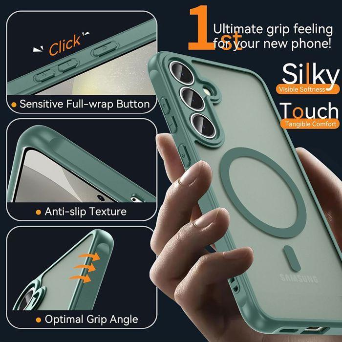 Coque de Protection - BOOLING - Samsung Galaxy S25 FE - Vert Nuit - Antichoc - Protection Caméra