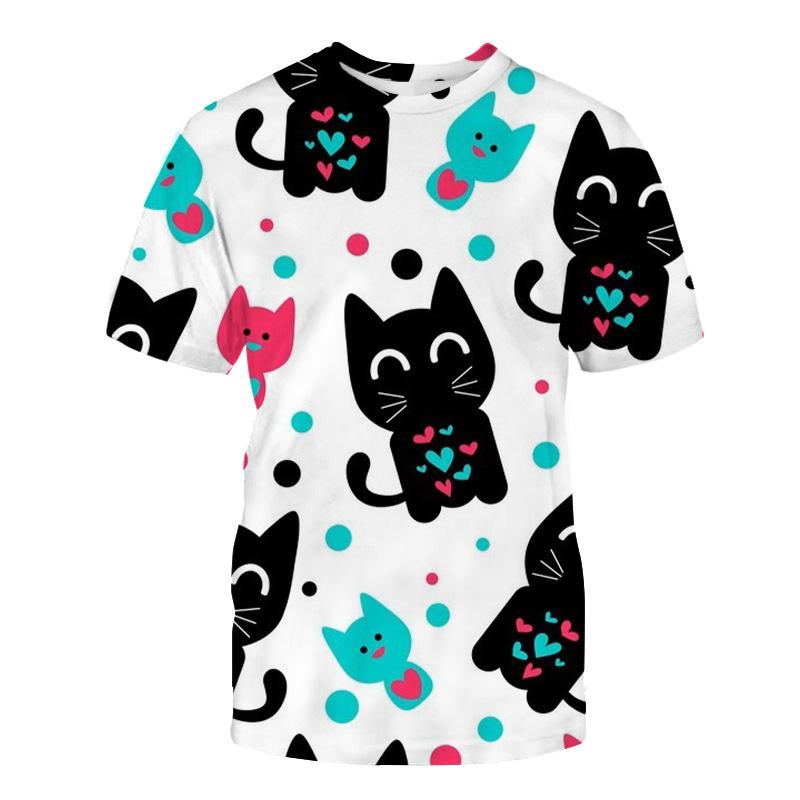 Cute Animal Series Short Sleeved 3D Digital Printed Short Sleeved Casual Top Shirt