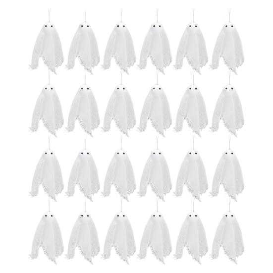 24 Pcs Halloween Ghost Decorations White Gauze Ghost Hanging Ornaments Small Hanging Ghosts Tree Ornaments for Farmhouse Haunted House Party