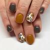 European & American Style Retro Brown Floral Coffee Wearable Fake Nails - Detachable & Finished