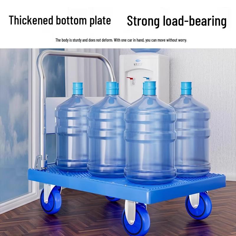 Compact Blue Plastic Portable Hand Truck Cart