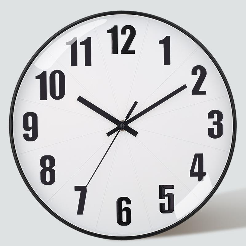 12 Inch 30CM Silent Wall Clock, Creative and Fashionable, Three-dimensional Digital Minimalist Clock for Home Living Room