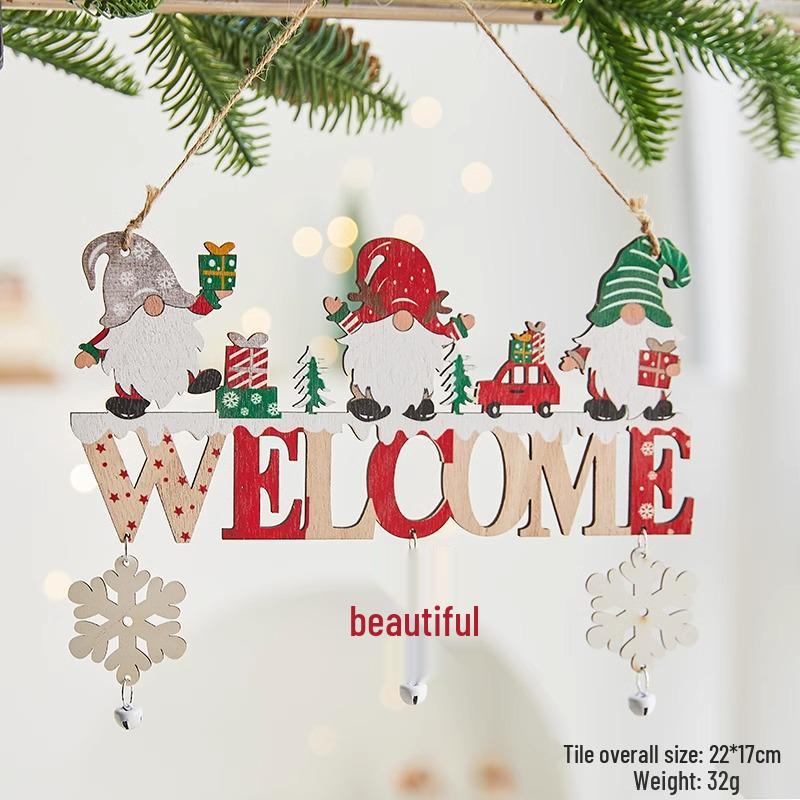 Nordic Wooden Christmas Ornaments: Cartoon Santa Claus & Snowman Pendants