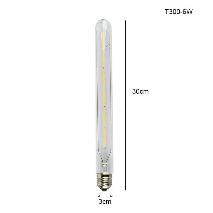 Vintage 2700K  LED Tubular Bulb 5W 6W 8W T300 Long Tube Edison Led Filament Bulb for Replacement Incandescent Decor Lamp