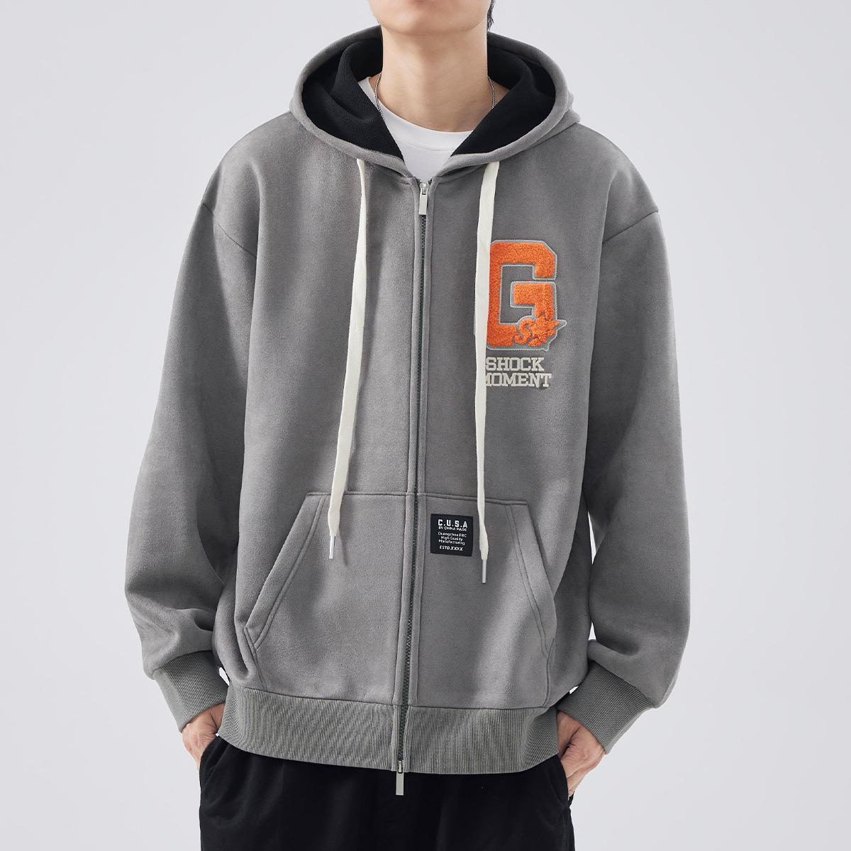 Флисовый утолщенный свитер мужской осенне-зимний американский с капюшоном австрийский — фото 3