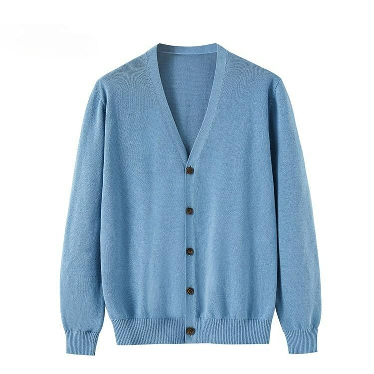 

Men s Autumn and Winter Cotton Men s Sweater Knitted Cardigan Slim Long-sleeved V-neck Casual Jacket 4XL синій