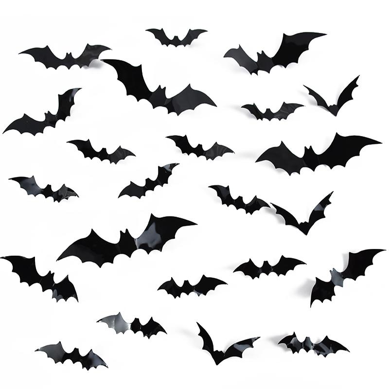 12-120 Stück 3D Schwarze Fledermaus Wandaufkleber Für Halloween Party Zuhause Innen Hof Dekoration Gruselige Requisiten Kinderzimmer DIY Wandtattoos