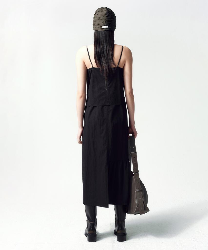 INSILENCE WOMEN Parachute Shirred Dress Black