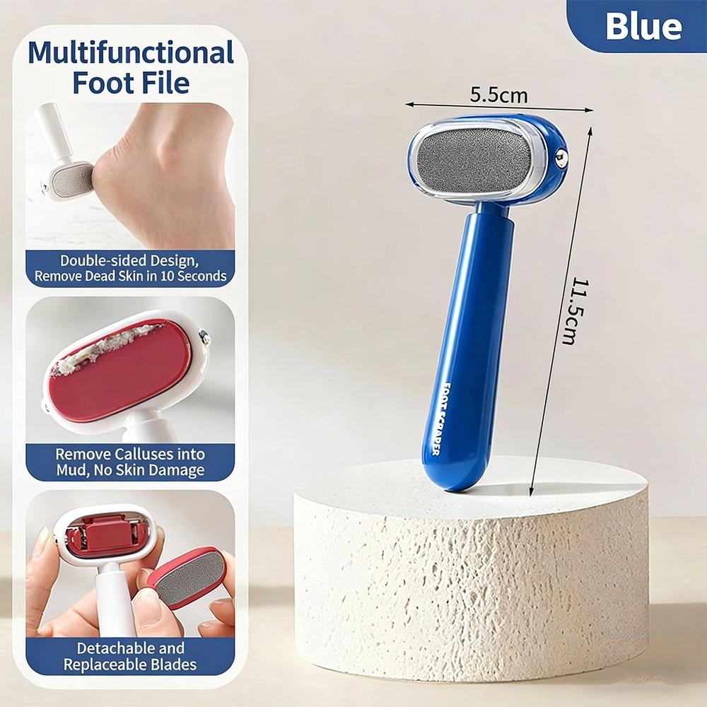 Portable 2-in-1 Pedicure File Dual-Sided Replaceable Callus Remover Foot Care Tool Remover Dead Skin Scraper синий
