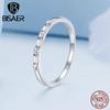 Bisaer 925 Sterling Silver čtvercový zirkonový nýtový pásek Minimalistický věčný prsten pro ženy Dárek jemné šperky